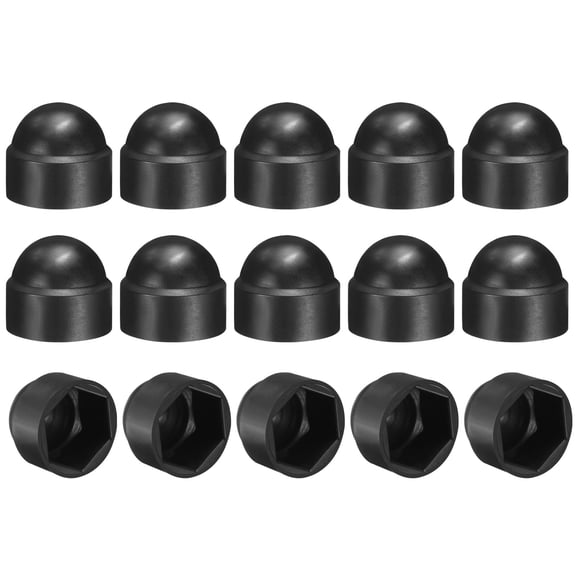 15Pack Hex Nut Cover, M16x23x27mm Plastic Dome Nut Protection Cap Hex Screws Bolt Covers for Indoor Outdoor Furniture Automotive Bolts Decoration, Black