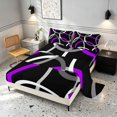 thumbnail image 2 of Manfei Black Purple Circle Bed Sheets,Aesthetic Minimalist Fuul Size Sheets, Black Reversible 4-Piece1 Flat Sheet + 1 Fitted Sheet + 2 Pillowcases, 2 of 6