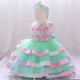 thumbnail image 2 of Miluxas Baby Girls Ruffle Flower Dress Elegant Pageant Party Wedding Lace Gown Dresses Green 5 Years, 2 of 9