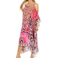 thumbnail image 3 of Sakkas Amaya Loose Fit Long Printed Strappy Cutout Shoulder Boat Neck Kaftan Dress - BUM93-Multi - One Size, 3 of 5