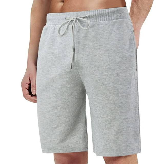 PEASKJP Men's Mesh Shorts Casual Classic Fit Drawstring Summer Beach Shorts with Zipper Pockets,GY1 M