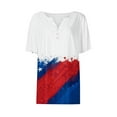 thumbnail image 3 of Mujeres Manga Corta de Verano Tops Día de la Independencia Impreso Cuello en V Casual Top, Imitación de Algodón Camisa Marco para las Mujeres, Lavado de Manos Primavera Y Verano, 3 of 6