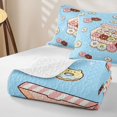 thumbnail image 4 of Manfei Kawaii Cat Donut Twin Quilt Set, Sweet Treat Twin Coverlet Set, Blue Pink, 2 Pieces, 1 Bedspread and 1 Pillowcase, 4 of 7