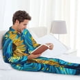 thumbnail image 6 of Fuzoiu Starry Sunflower Dreamscape Print Men's Long-Sleeved Pajama,Lounge Button Down Nightwear,Mens Notch Collar Pajama Set -Small, 6 of 7