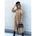 thumbnail image 5 of Women'S Midi Dress Long Sleeve Button Down Belted Flowy Shirt Dress Khaki L, 5 of 9
