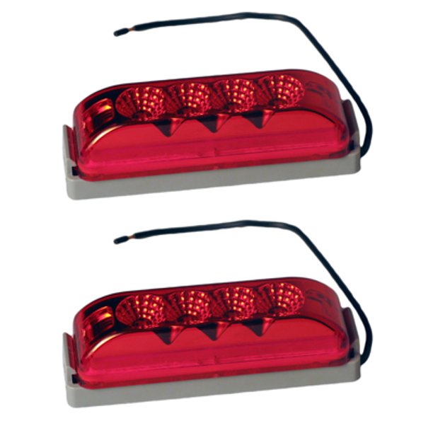 2 Red LED 19 Series Trailer Marker Lights Grey Mounts
