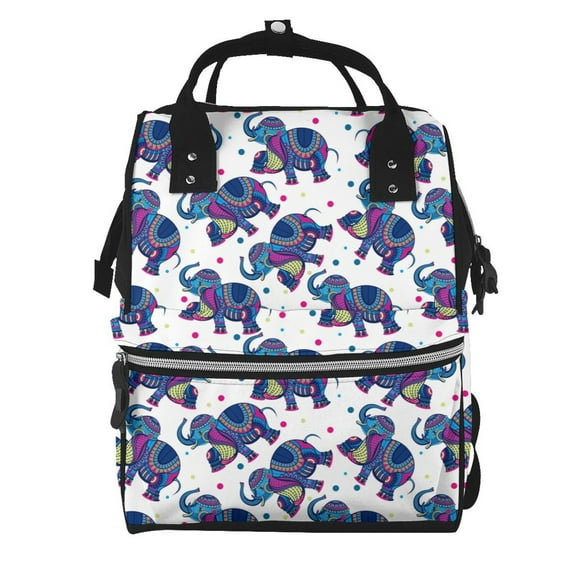 Fuzoiu Boho elephant Print Diaper Bag Backpack,Baby Essentials Travel Tote,Multi function Waterproof Diaper Bag, Travel Essentials Baby Bag - Unisex