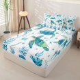 thumbnail image 2 of jejeloiu Colorful Sea Turtle Ocean Print Zipper Twin Comforter Sets with Fitted Sheet and 2 Pillowcases Kids,Underwater Animal Pattern Zipper Bedding Set,Reversible,4 Pieces, 2 of 7