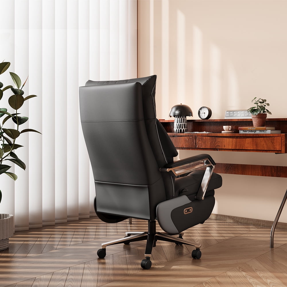 OKUP M80 Electric Power Reclining Office Chair with Footrest, Microfiber Leather Dual Motor Office Chair for Big and Tall 420lbs, Beige