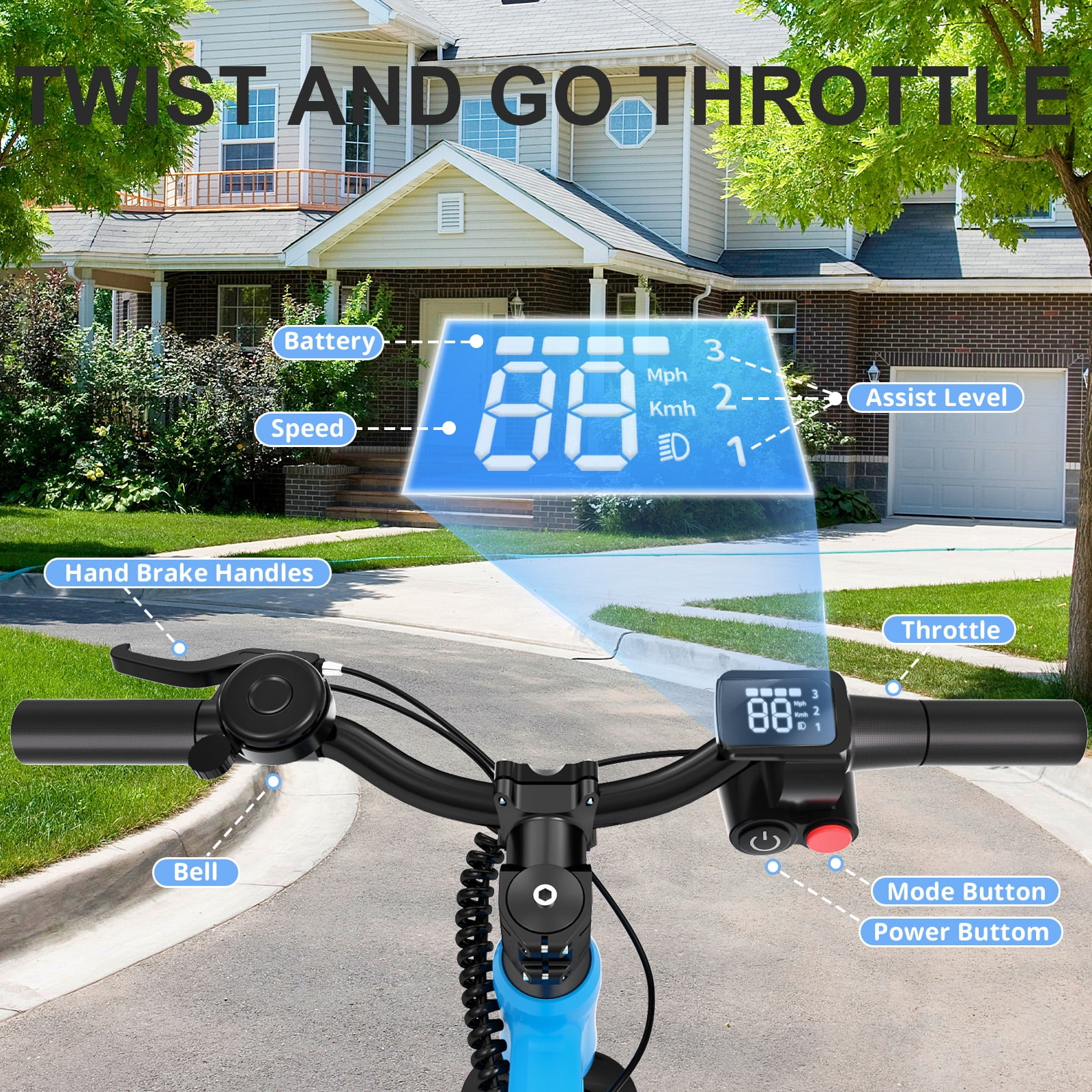 QUIKRA Electric Balance Bike for Kids, 12-Inch Tires, 5.6/9 mph, Adjustable Seat, up to 4.9 Miles, 3 Speed Settings,Electric Bike for Kids Ages 3–5,Blue