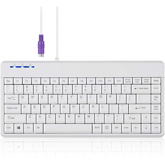 Perixx PERIBOARD-409W US, Wired USB Mini Keyboard - White - US English (PS/2)