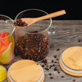 thumbnail image 2 of 2 unidades de cuenco de azúcar con tapa de bambú y frasco de cuchara para cocina Storag Afortunado Sencillez, 2 of 4