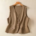thumbnail image 2 of PBFRDSJ Cotton Linen Vest for Women Summer Sleeveless V Neck Button Down Tank Tops Lightweight Business Casual Jacket with Pockets, 2 of 9