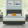 thumbnail image 4 of Costway Queen Upholstered Bed Mattress Foundation with Button Tufted Velvet Headboard, 4 of 10