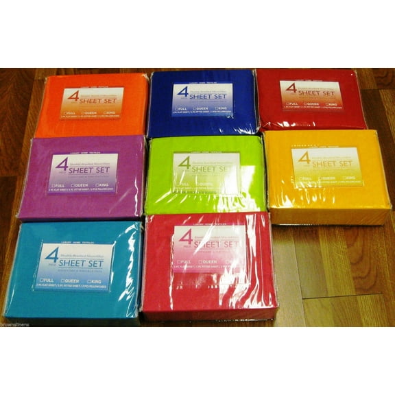 BRIGHT NEON WRINKLE FREE SHEET SETS WITH PILLOWCASES AND EXTRA DEEP FITTED SHEET, QUEEN SIZE, NEON ORANGE