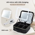 thumbnail image 4 of Portable Makeup Bag with LED Mirror Travel Makeup Case Large Cosmetic Train Case with Brush Holder, 4 of 8
