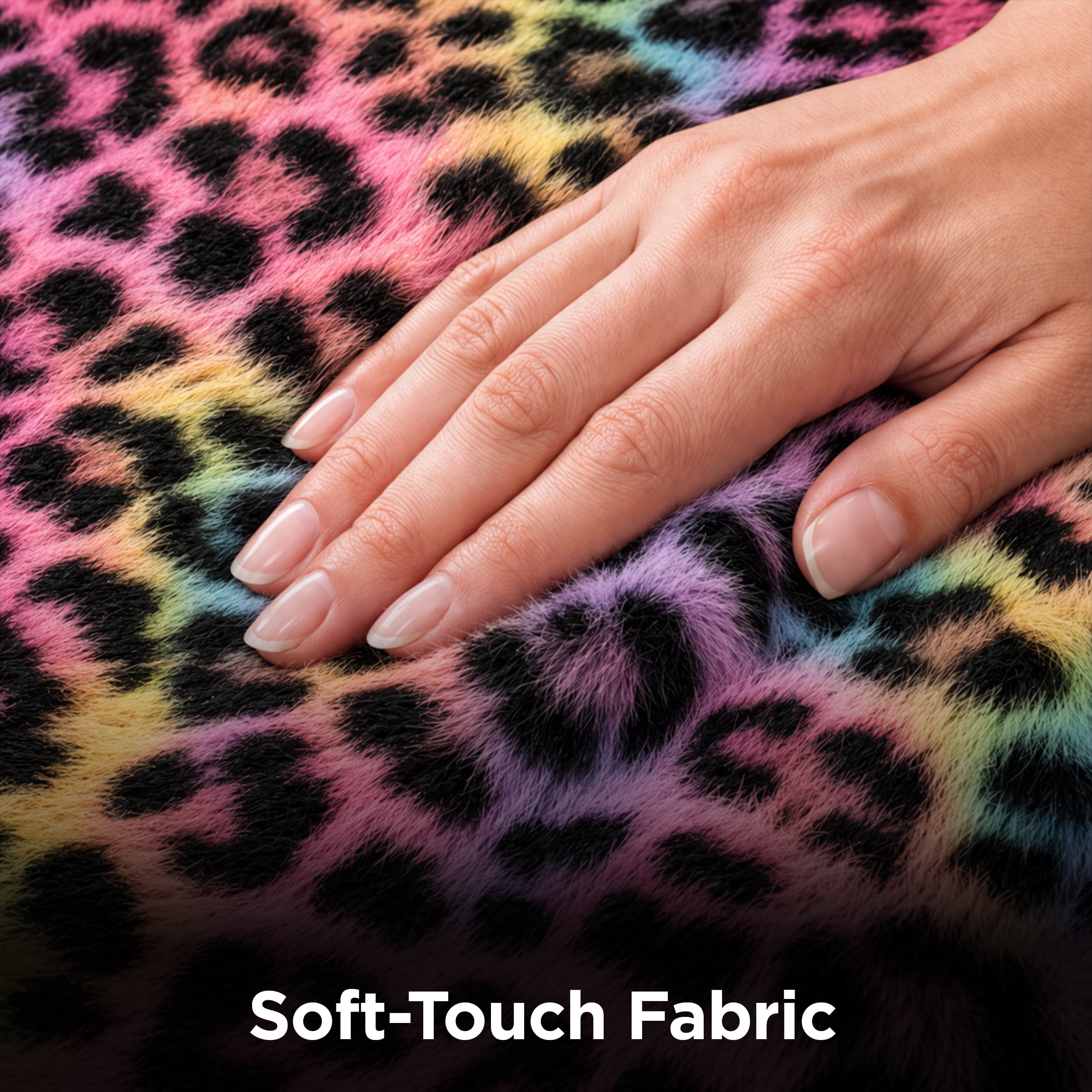 Auto Drive 2-Piece Fur Leopard Seat Covers for Cars, SUVs, and Crossovers, Multicolor