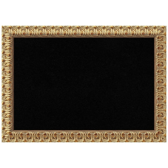 Amanti Art Black Cork Board Wood Framed Florentine Gold Bulletin Board 27 in. x 19 in.