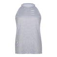 thumbnail image 4 of Pompotops Women's Tops Sexy Hollow Halter Round Neck Vest Solid Color Sleeveless Tops, 4 of 7