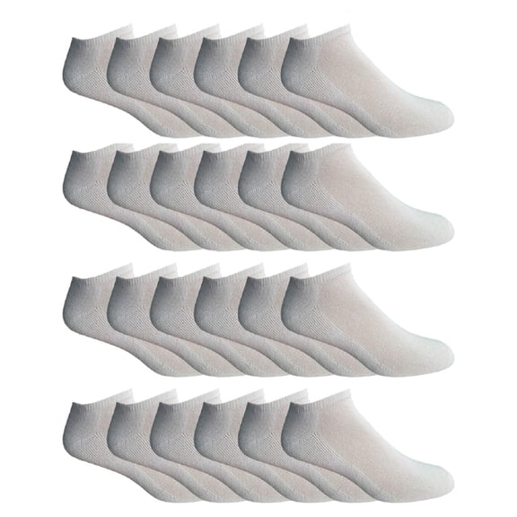 SOCKS'NBULK Mens Cotton No Show Socks, Soft Sports Socks In Bulk, King Size 10-13 (White, 24)