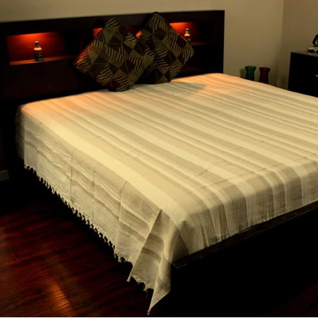 Heavy Cotton Ribbed Striped Tapestry Bedspread Bed Sheet Beach Heavy Cotton Ribbed Striped Tapestry Bedspread Bed Sheet Beach Throw Full 98 X 88 Inches Beige Tan