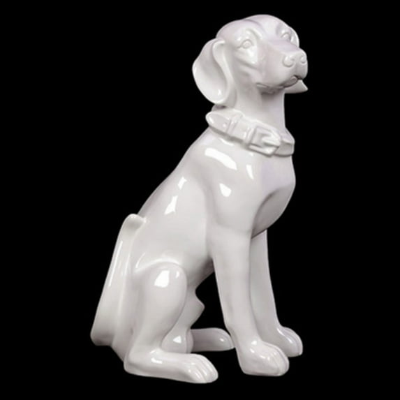 Urban Trends Ceramic Sitting Dog White - 13H in.