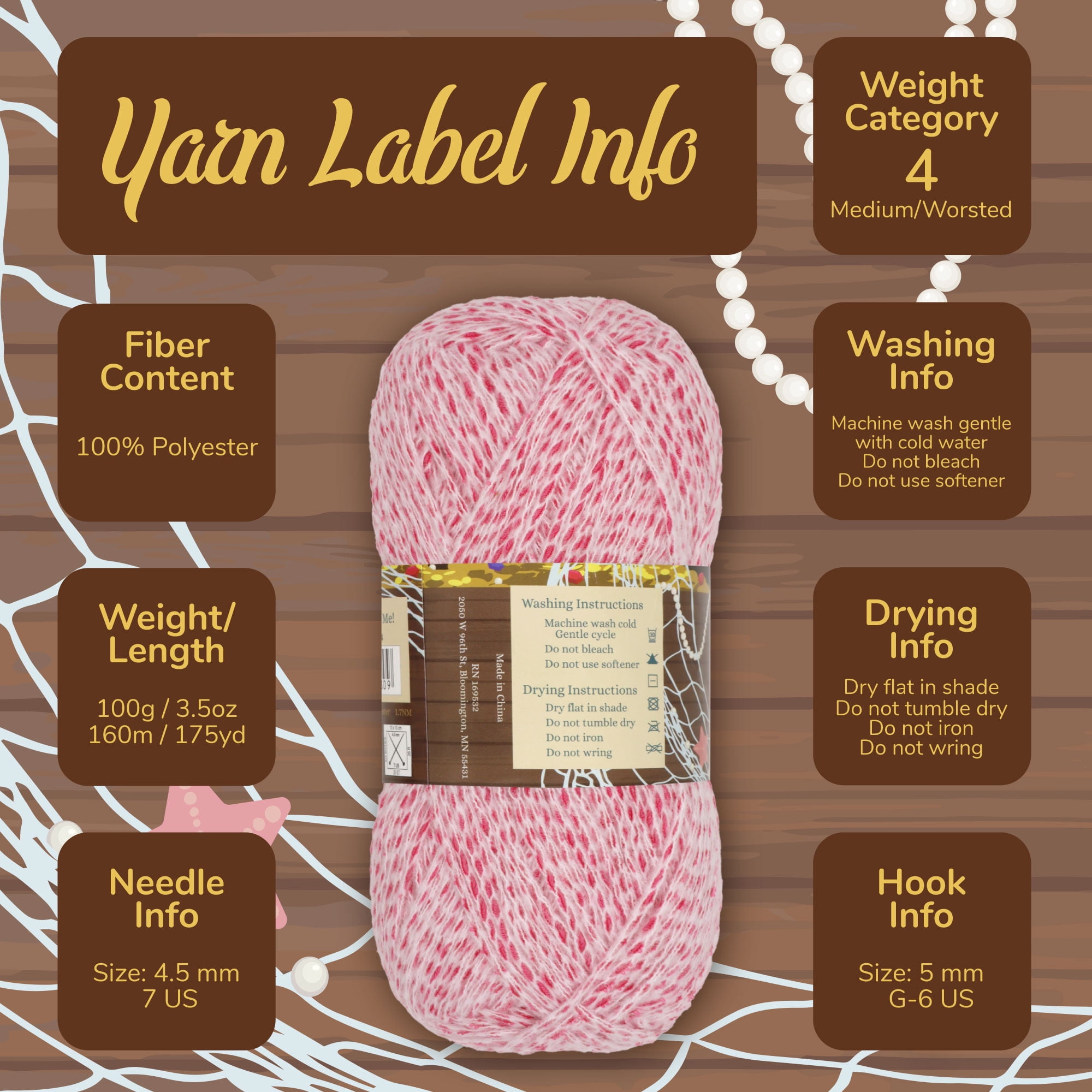 JubileeYarn Sunken Secrets Yarn - Worsted Polyester - 100g/Skein - Surprise Pack - 4 Skeins