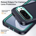 thumbnail image 4 of Dteck for Google Pixel 9 Case with Screen Protector + Camera Lens Protector, Heavy Duty Drop Protection Full Body Rugged Shockproof Military Protective Tough Durable Cell Phone Cover,Deep Blue/Mint, 4 of 5