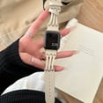 thumbnail image 2 of Leather Band Compatible with Apple Watch Band 42mm 44mm 45mm 49mm Ultra Women Men Dressy Breathable Rope Leather Strap for iWatch SE Series 9 8 7 6 5 4 3 2 1, White, 2 of 7