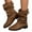 Brown, variant on Luxalzxs Winter Boots for Women Fashion Round Toe Buckle Strap Chunky Heels Non-Slip Mid-Calf Boots Retro Comfortable Casual Ladies Footwear Shoes