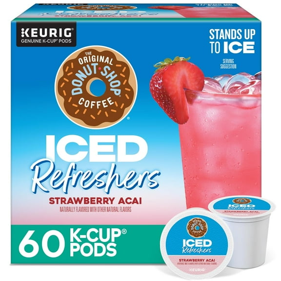 The Original Donut Shop Iced Refreshers, Strawberry Açaí Flavor, Keurig Single Serve K-Cup Pods, 60 Count (6 Packs of 10)