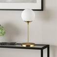 thumbnail image 2 of Allora Contemporary 21" Metal Globe and Stem Table Lamp in Brass Finish, 2 of 9