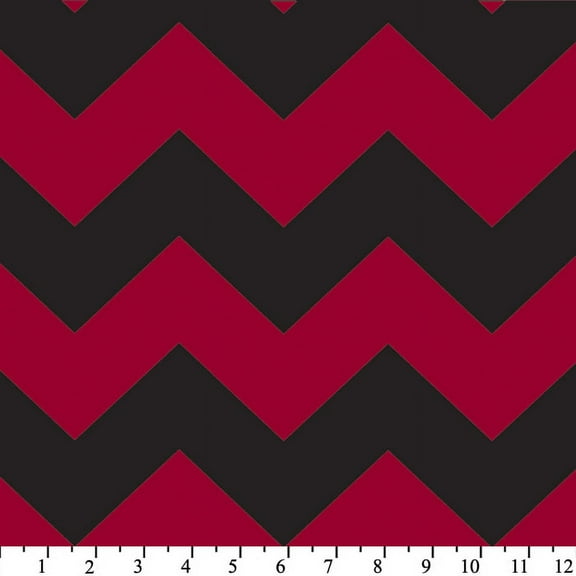 Fleece Chevron Red / Black Stripe Zig Zag Fleece Fabric Print by the Yard odt-3202-3a-16d