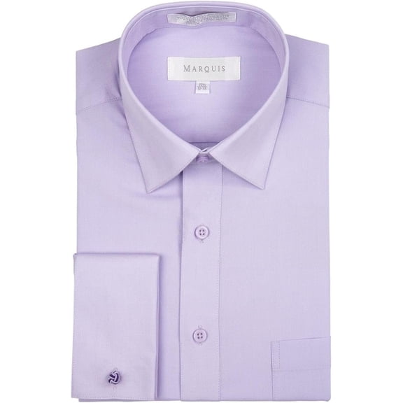 Marquis Mens Dress Shirt  Regular Fit Long Sleeve Solid French Cuff Dress Shirt for Men