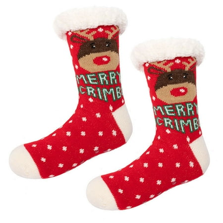 

Ladies Christmas Warm Printed Floor Socks Fluffy Warm Medium Socks Long Push down Socks for Women