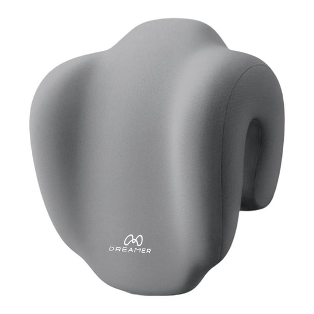 Almohada de espuma viscoelástica para siesta, ideal para la silla de trabajo. Cómoda y transpirable para la pausa del almuerzo. Gris claro