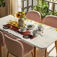 thumbnail image 3 of Sunflower Truck Table Cloths for 6 Foot Rectangle Tables, Elegant Yellow Floral Summer Botanical Patio Waterproof Elastic Fitted Tablecloths, Washable Rectangular Table Cover for Camping, 3 of 8