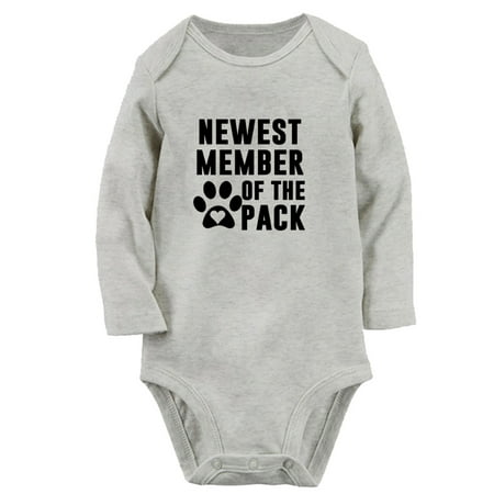 

Newest Member Of The Pack Funny Rompers Newborn Baby Unisex Bodysuits Infant Jumpsuits Toddler 0-12 Months Kids Long Sleeves Oufits (Gray 0-6 Months)