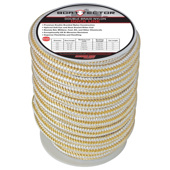 Extreme Max 30062324 BoatTector Double Braid Nylon Dock Line - 3/4 x 40 White