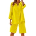 thumbnail image 2 of Nmmued Lounge Sets for Women, Linen Sets for Women 2 Piece, Womens Short Sets, Loungewear, Gauze Sets for Women 2 Piece, Yellow L, 2 of 5