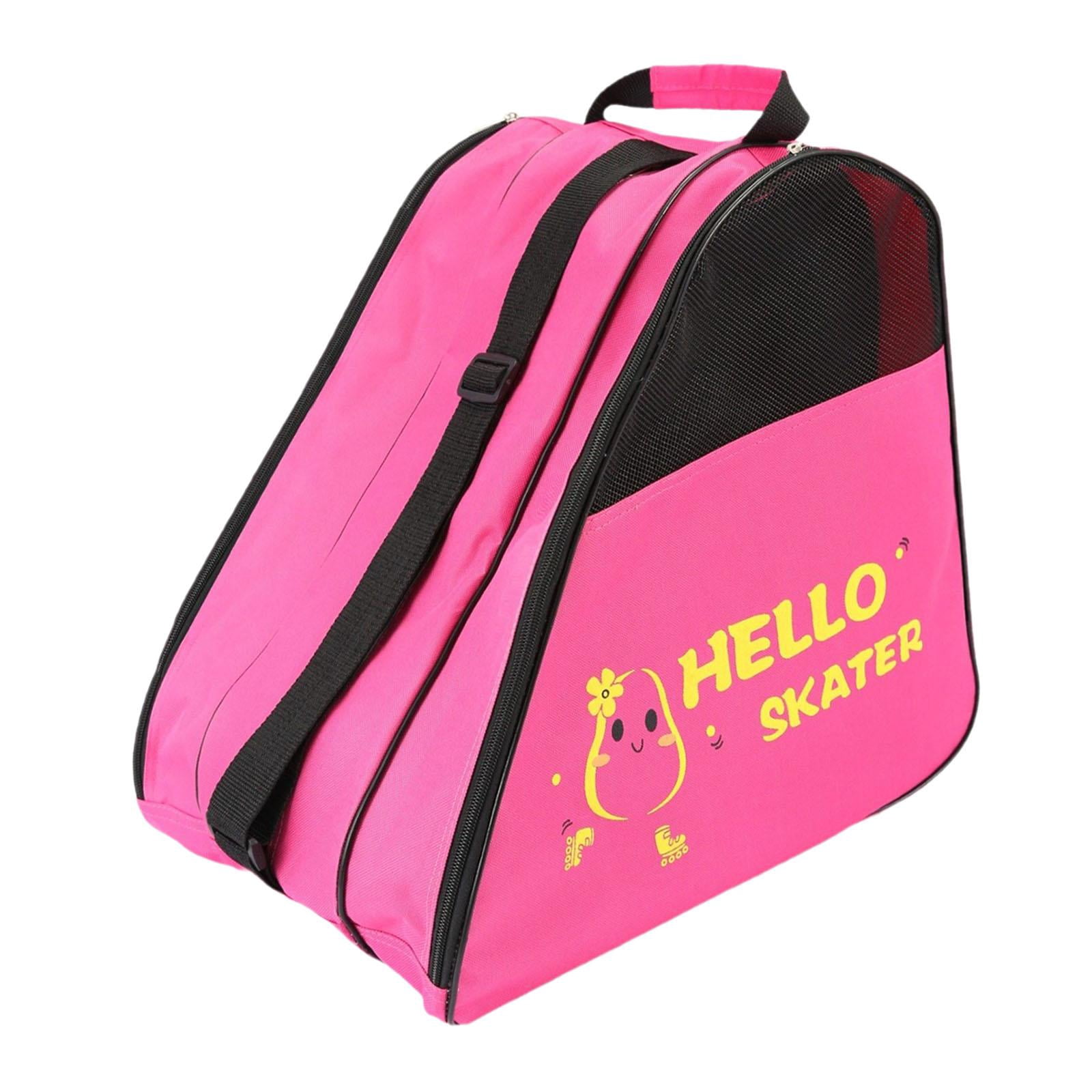 Dualoai Roller Skate Storage Bag, Skating Shoes Bag, Handbag, Breathable Carrying Pouch, Pink