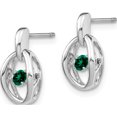thumbnail image 3 of Sterling Silver Rhodium Created Emerald Birthstone Vibrant Earrings (14 X 7.5) Made In India qbe32may, 3 of 6