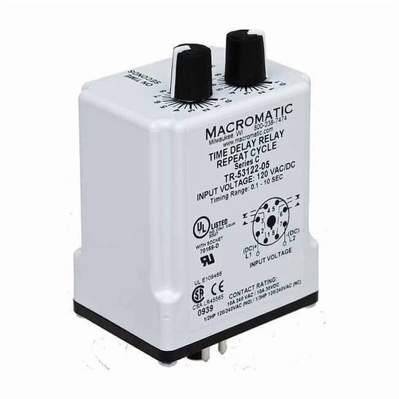 Macromatic SinFunTimeDelayRelay, 24VAC/DC, 8Pins TR-55128-10