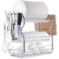 thumbnail image 1 of Multifunctional 3-Tier Dish Drying Rack, Stainless Steel Kitchen Sinkware Dish Rack Kitchen Supplies Drying Frame, Quick Dry with with Drainboard, 1 of 8