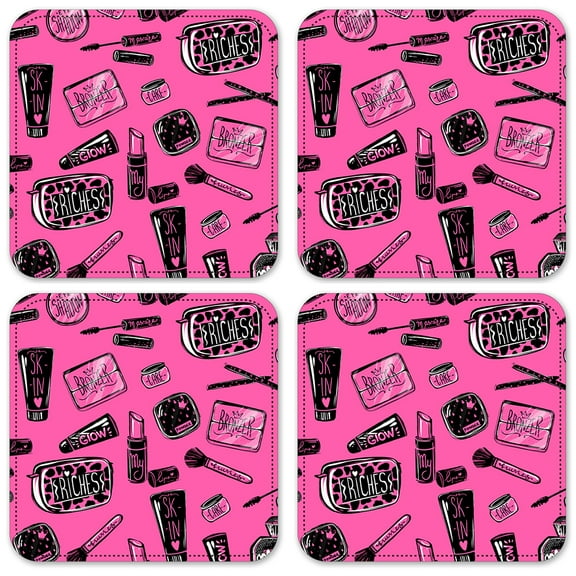 Vinyl Drink Coasters - Set of 4 - Make-Up