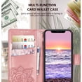 thumbnail image 3 of for iPhone 11 Wallet Case,Women Flip Folio Cover with Butterfly Embossed PU Leather Kickstand Credit Card Holder Slots  Detachable Wrist Strap for iPhone 11 6.1 inch (Rose Gold), 3 of 14