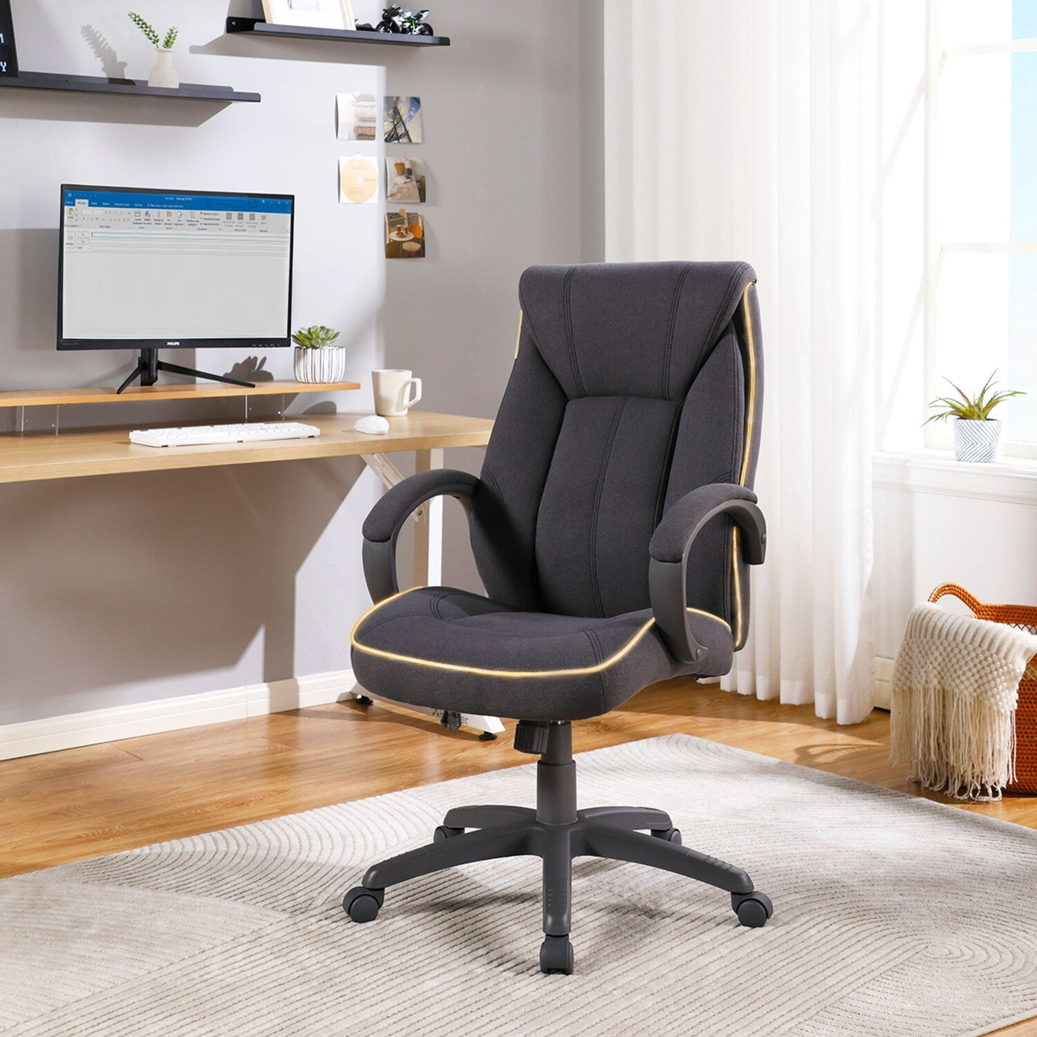 X Rocker Lucent PC Gaming Chair with LED Lighting, Grey