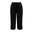 thumbnail image 5 of Kezqiaxn Capris Pants for Women Summer Lace Elastic Waist Loose Cropped Pants with Pockets Womens Capri Pants, 5 of 9