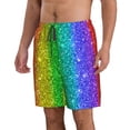 thumbnail image 2 of Bixox Men's Glitter Rainbow printing Casual Classic Fit Short Summer Beach Shorts, 2 of 6