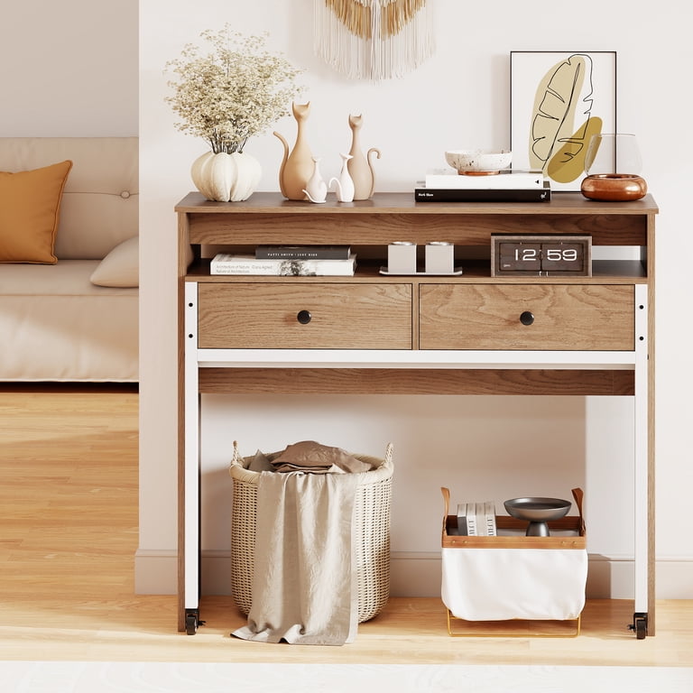 Gymax Narrow Slim Storage Office Computer Desk with Drawers